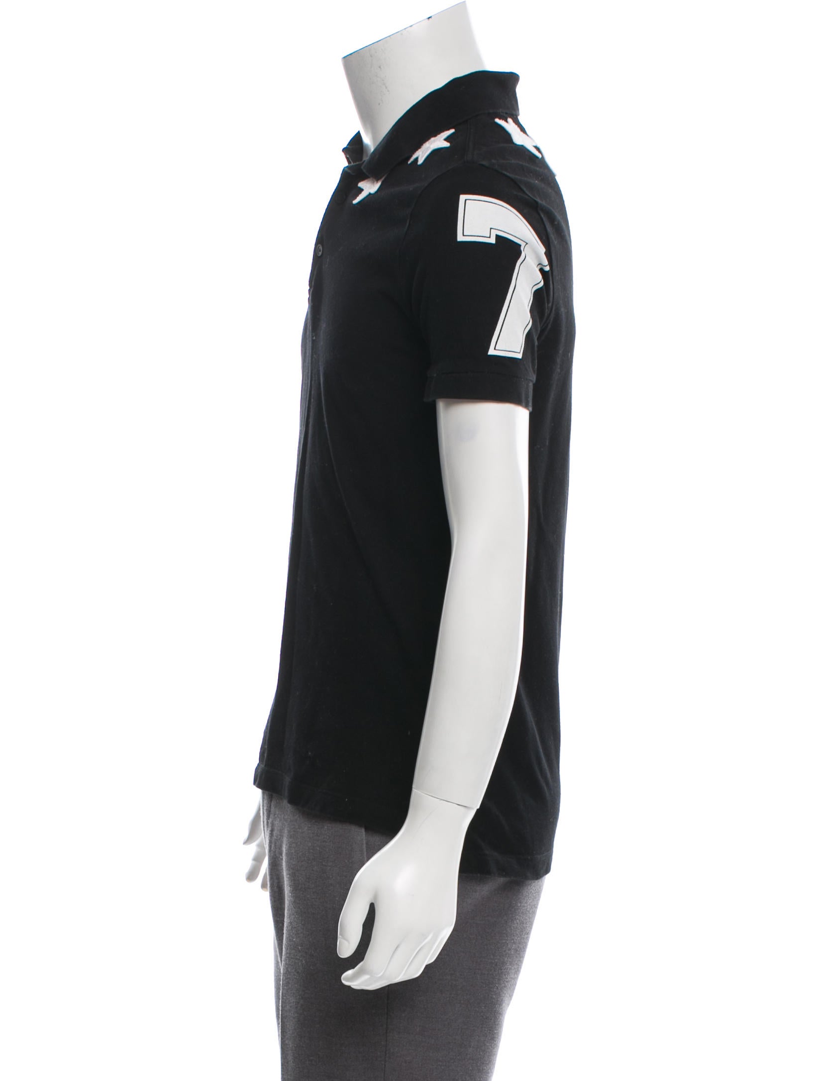 Givenchy Star Embroidered Polo Shirt - Black Polos, Clothing