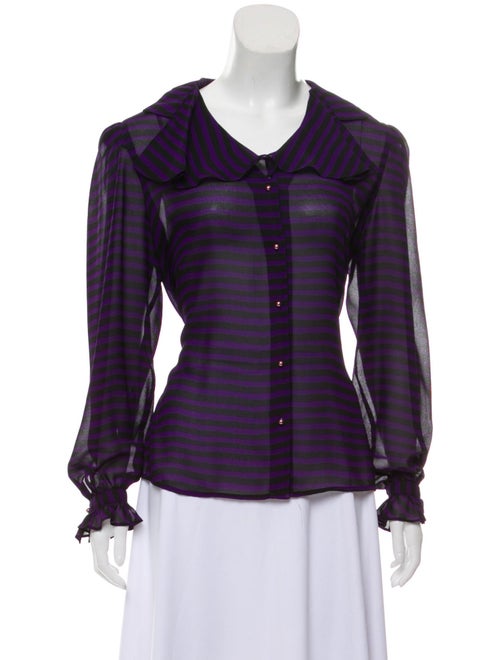 Givenchy Striped Button-Up Blouse Purple