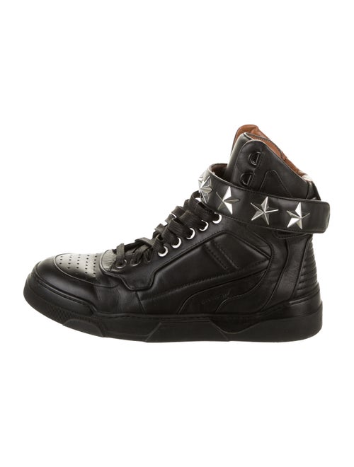 Givenchy Leather Round-Toe Wedge Sneakers Black