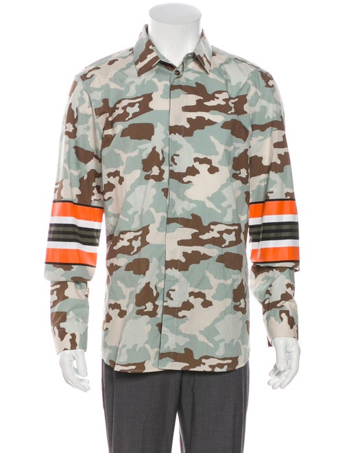 Givenchy Camouflage Printed Dress Shirt Blue