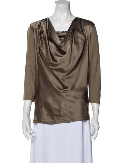 Givenchy Silk Cowl Neck Blouse Grey