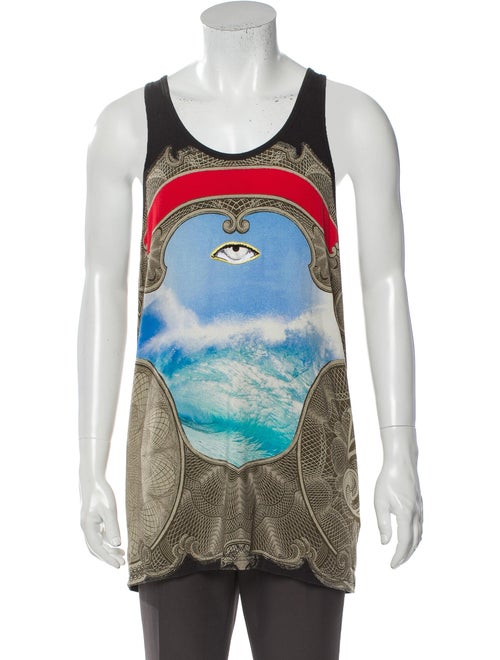 Givenchy Graphic Print Scoop Neck T-Shirt Grey