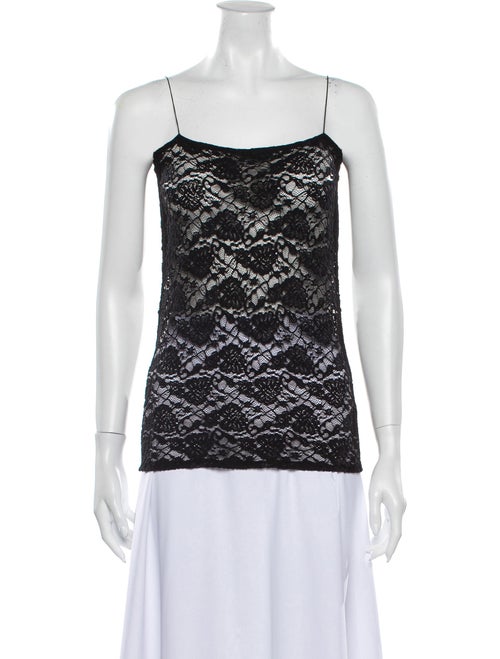 Givenchy Lace Pattern Square Neckline Top Black