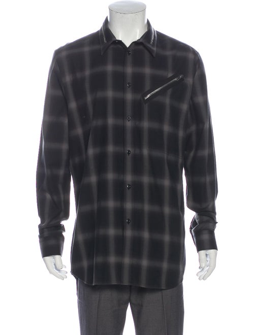 Givenchy 2017 Zip Accented Dress Shirt Black