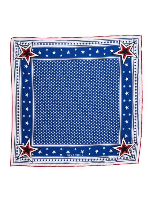 Givenchy Silk Printed Scarf Blue