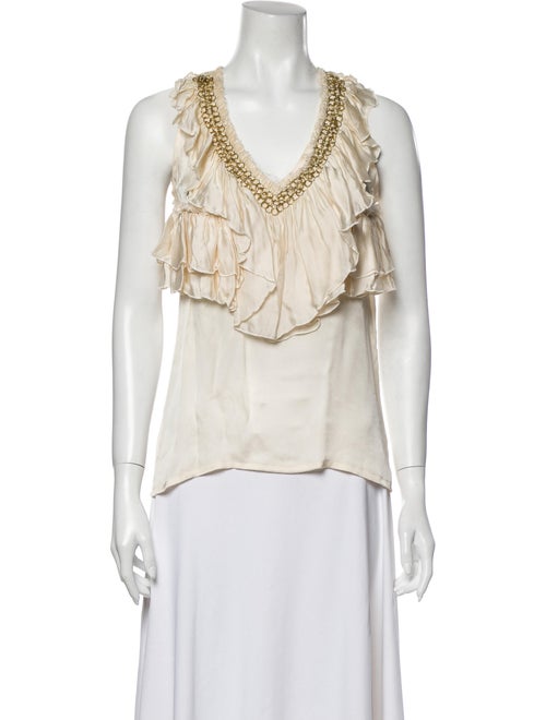 Givenchy Silk V-Neck Blouse White