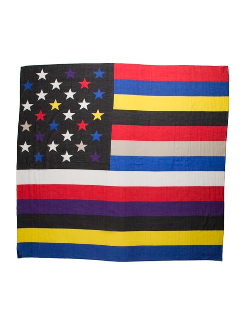 Givenchy Colorful American Flag Scarf w/ Tags Blac