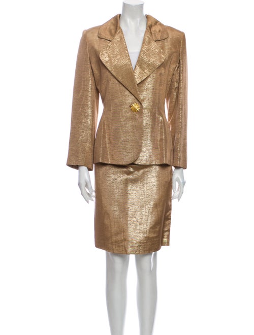 Givenchy Vintage Printed Skirt Suit Gold