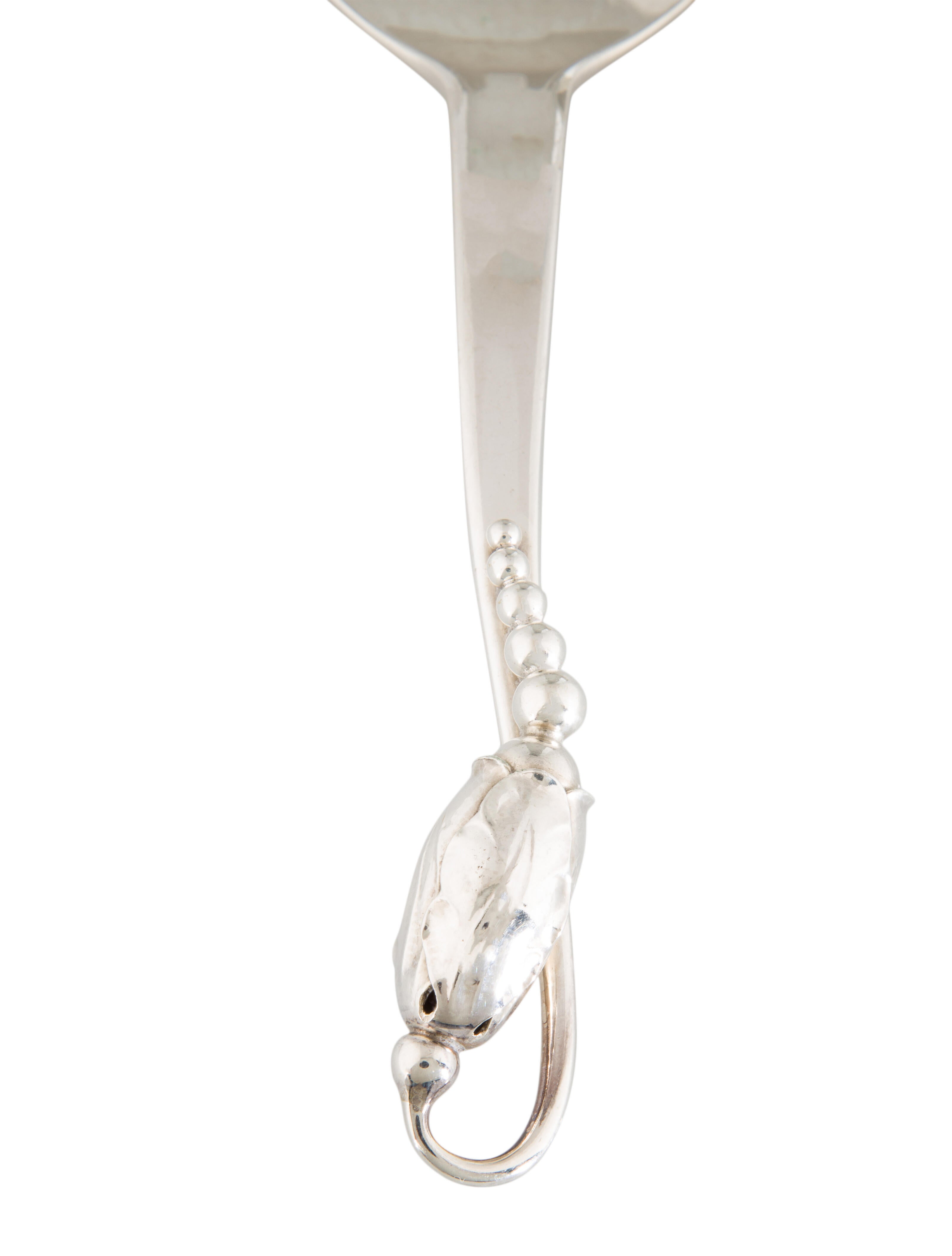 Georg Jensen Sterling Blossom Serving Fork and Spoon Set