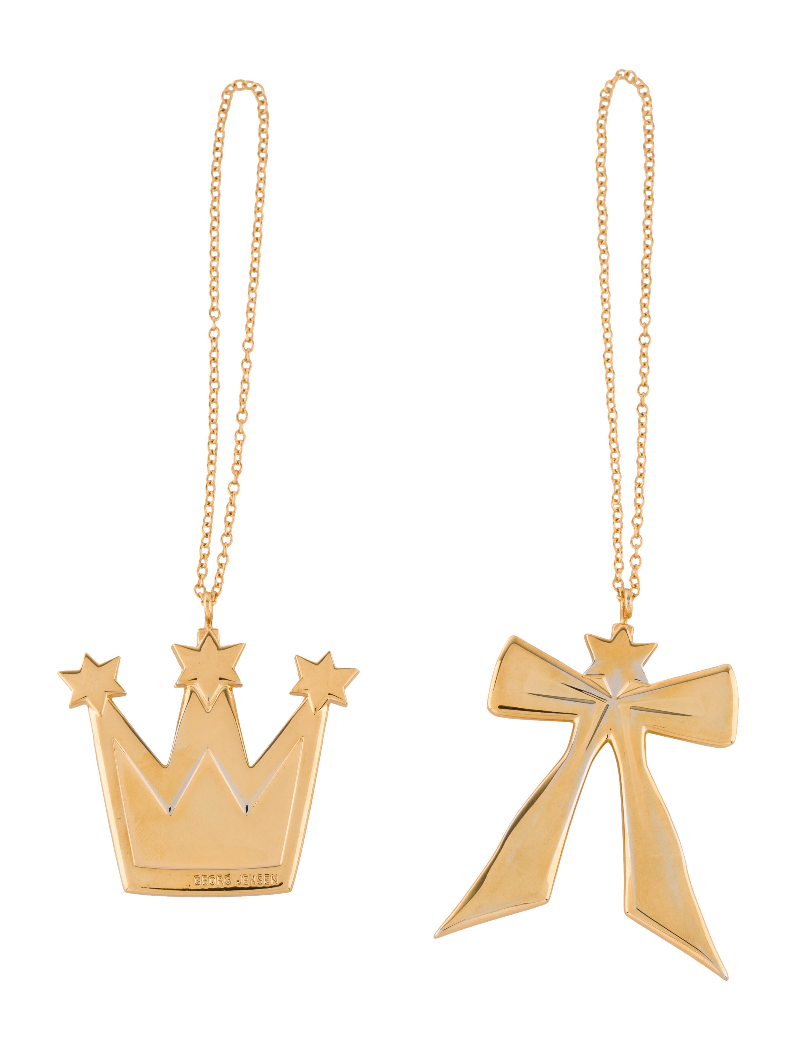 Jensen Ribbon and Crown Ornaments Gold Decorative Accents