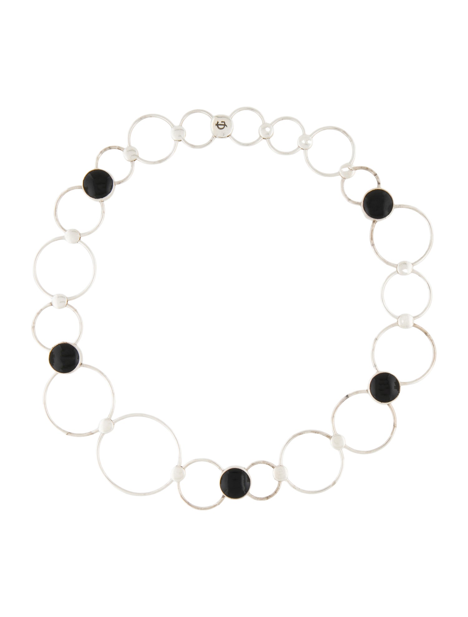 Georg Jensen Onyx Circles Choker Chain Necklace