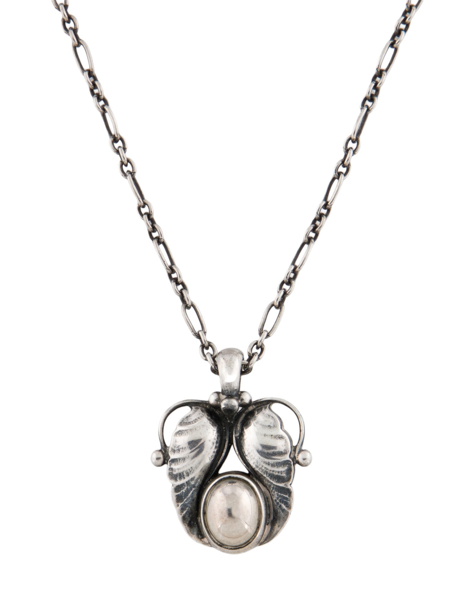 Georg Jensen Vintage Heritage Leaf Pendant Necklace