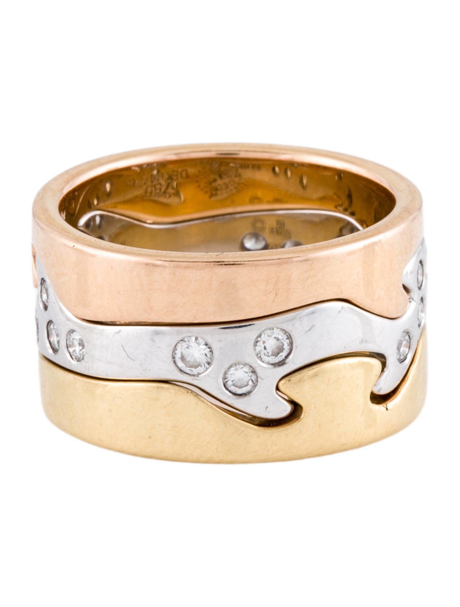 Georg Jensen 18K Diamond Fusion Three Ring