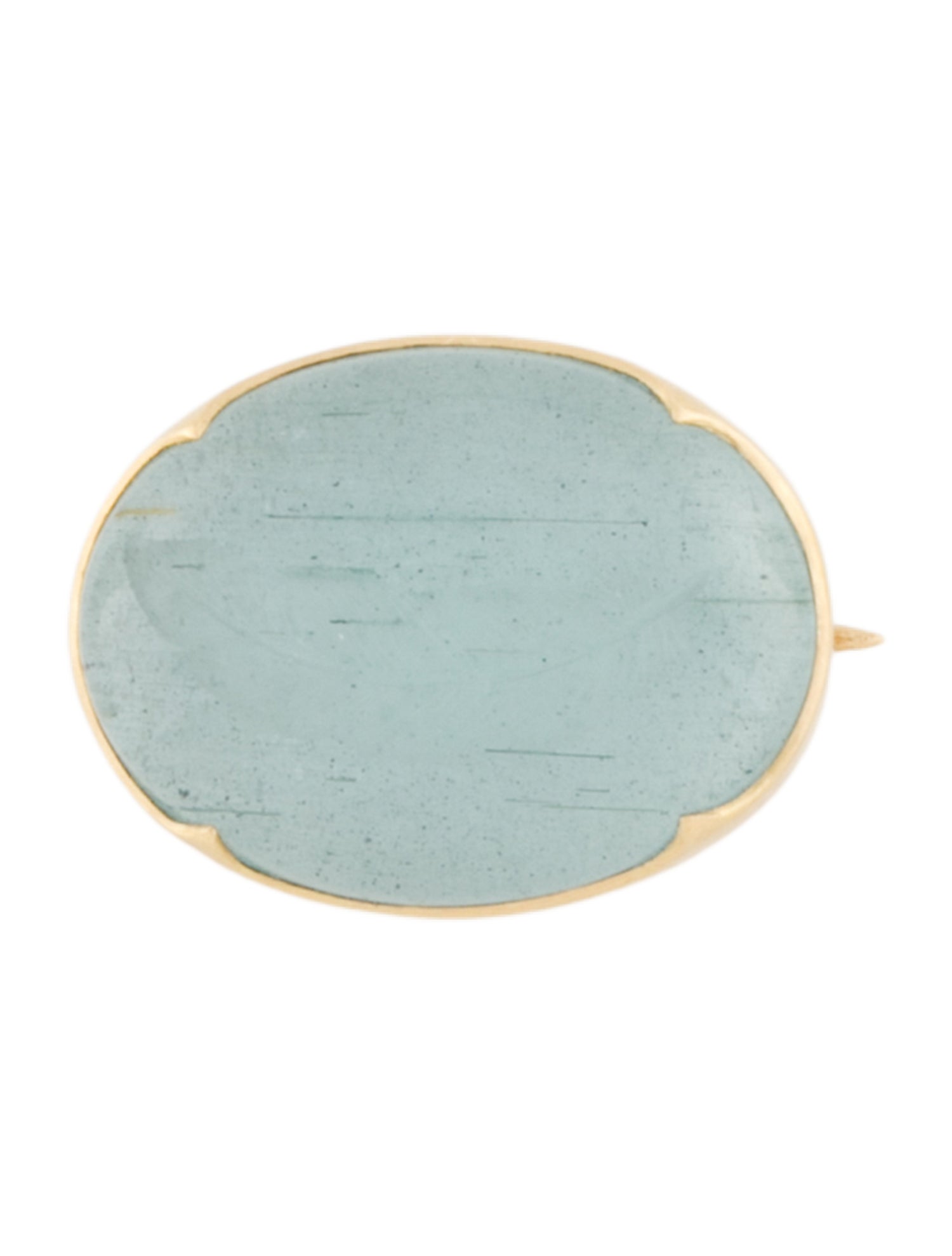 Gabriella Kiss 18K Aquamarine Feather Intaglio Pin