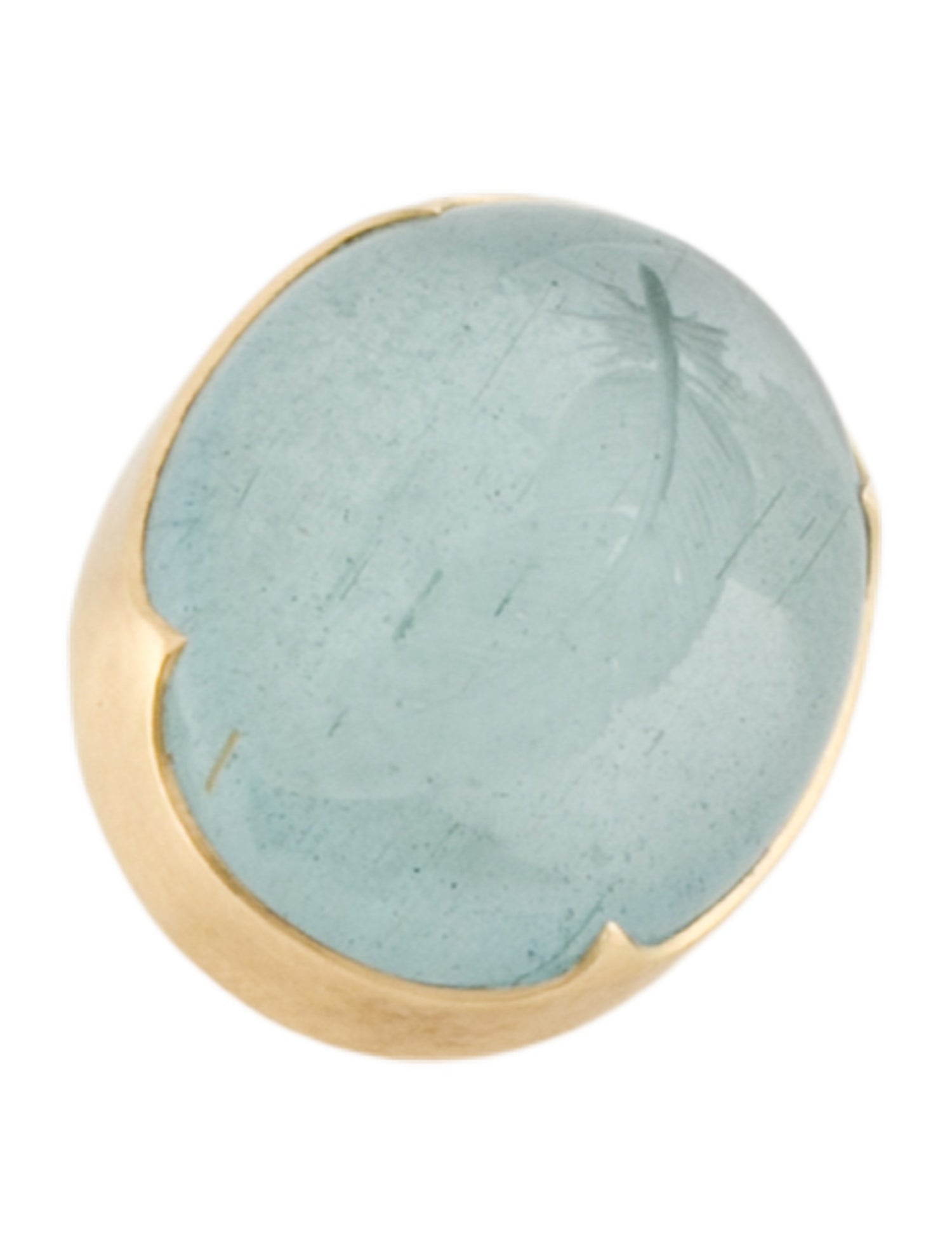 Gabriella Kiss 18K Aquamarine Feather Intaglio Pin