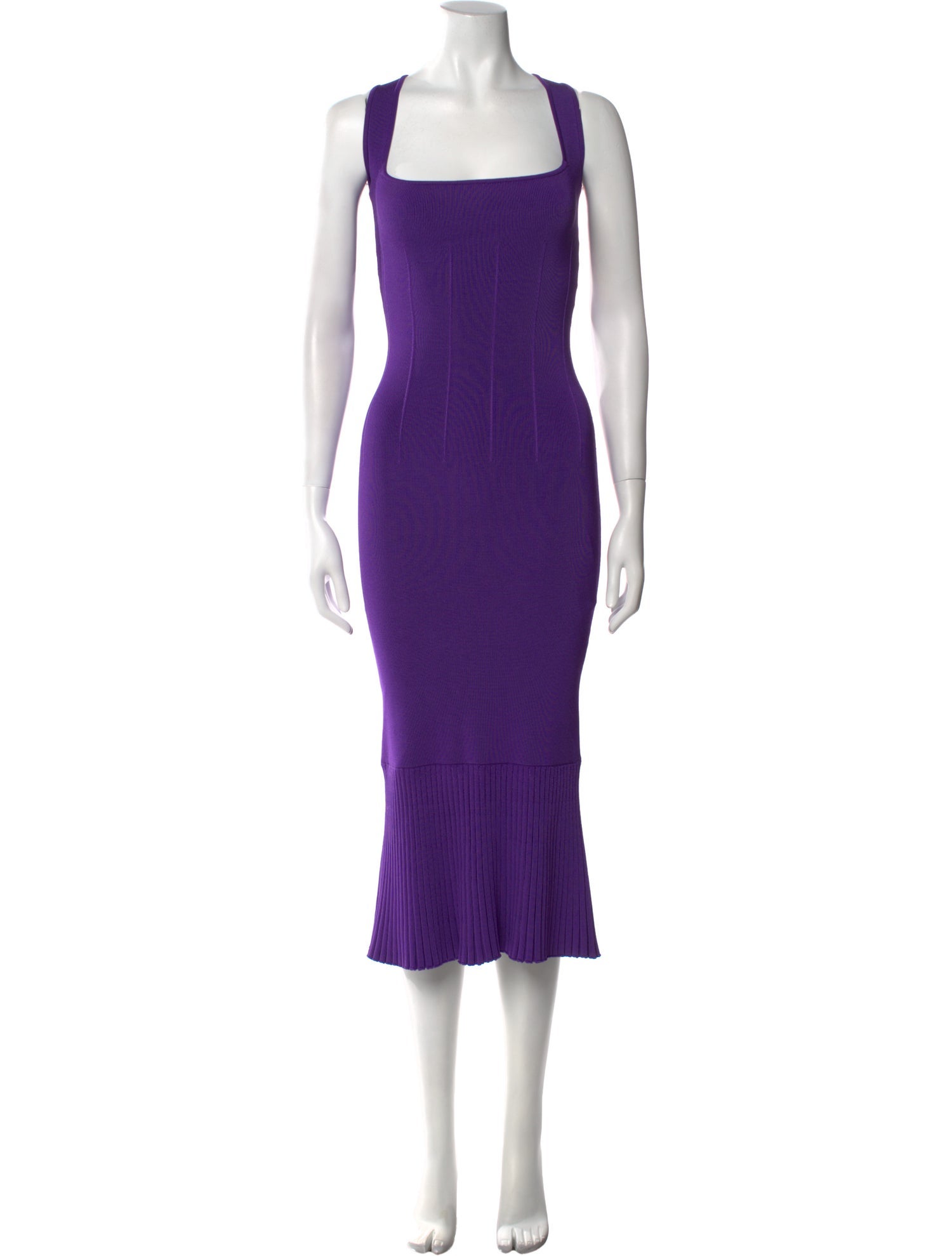 Galvan London Square Neckline Midi Length Dress