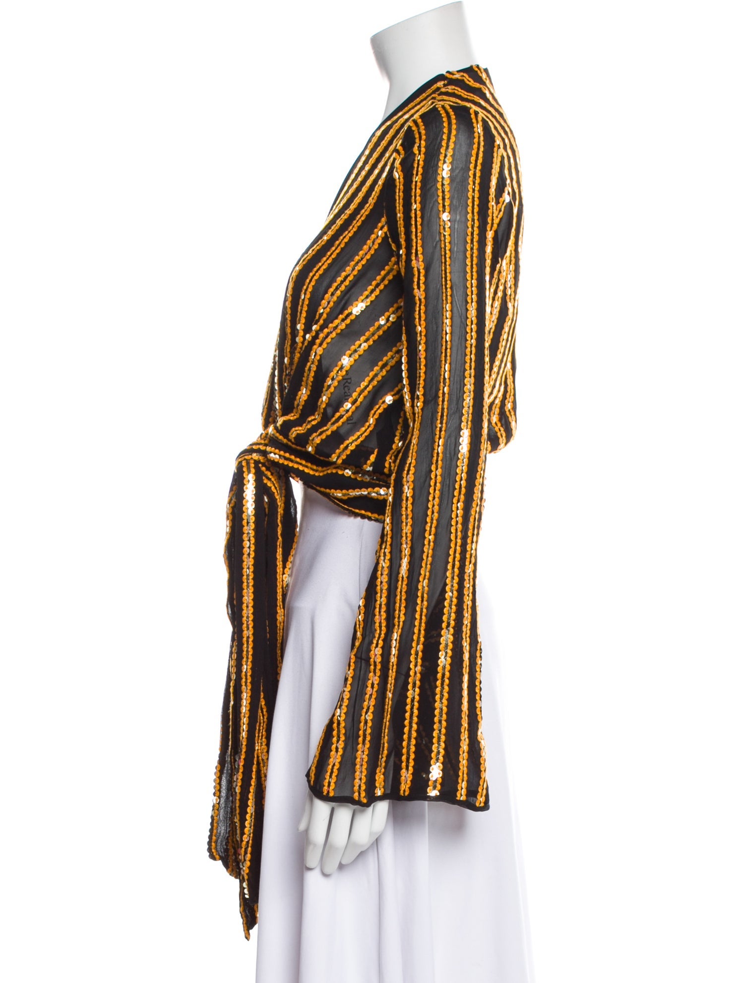 Galvan London Striped V-Neck Crop Top