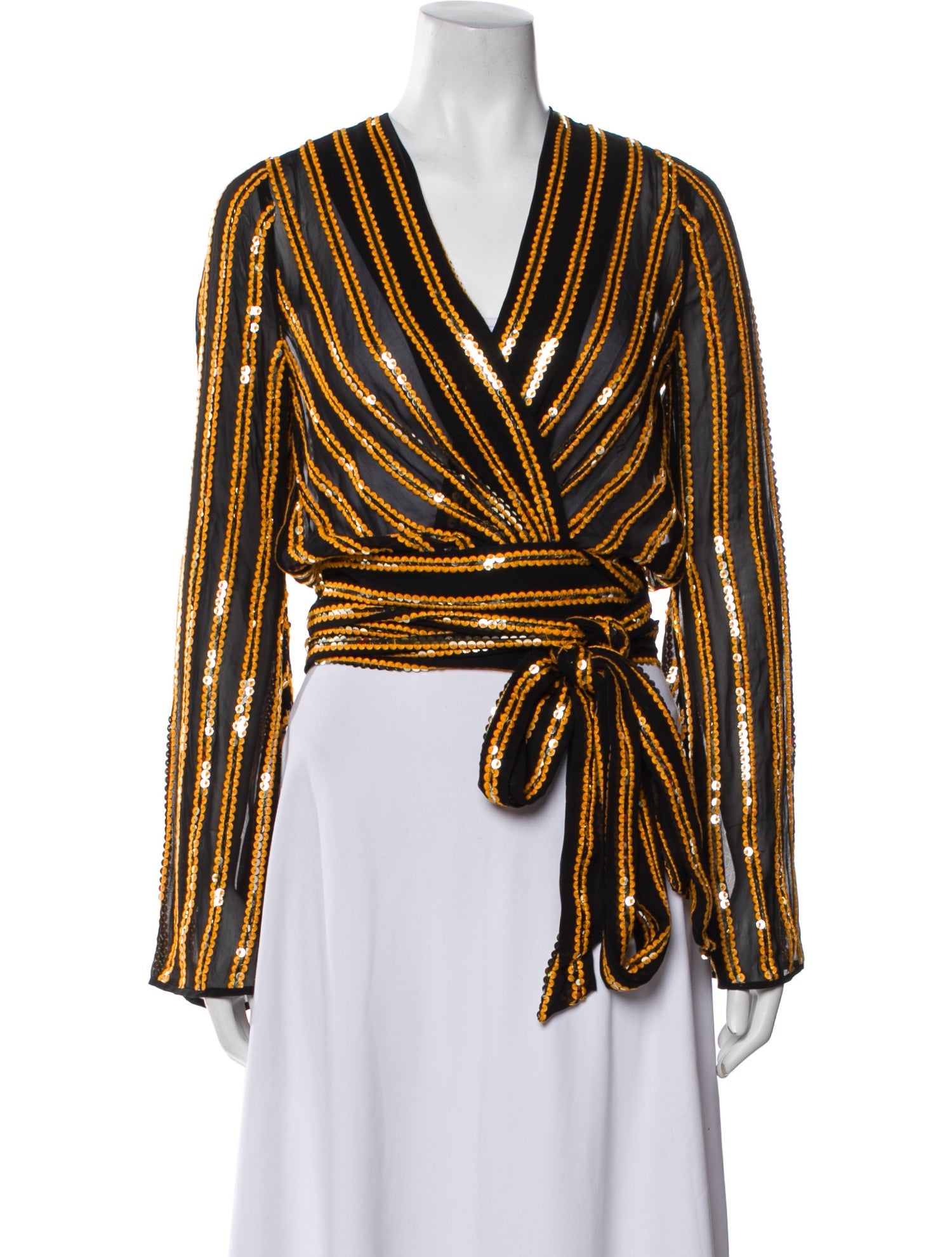 Galvan London Striped V-Neck Crop Top w/ Tags