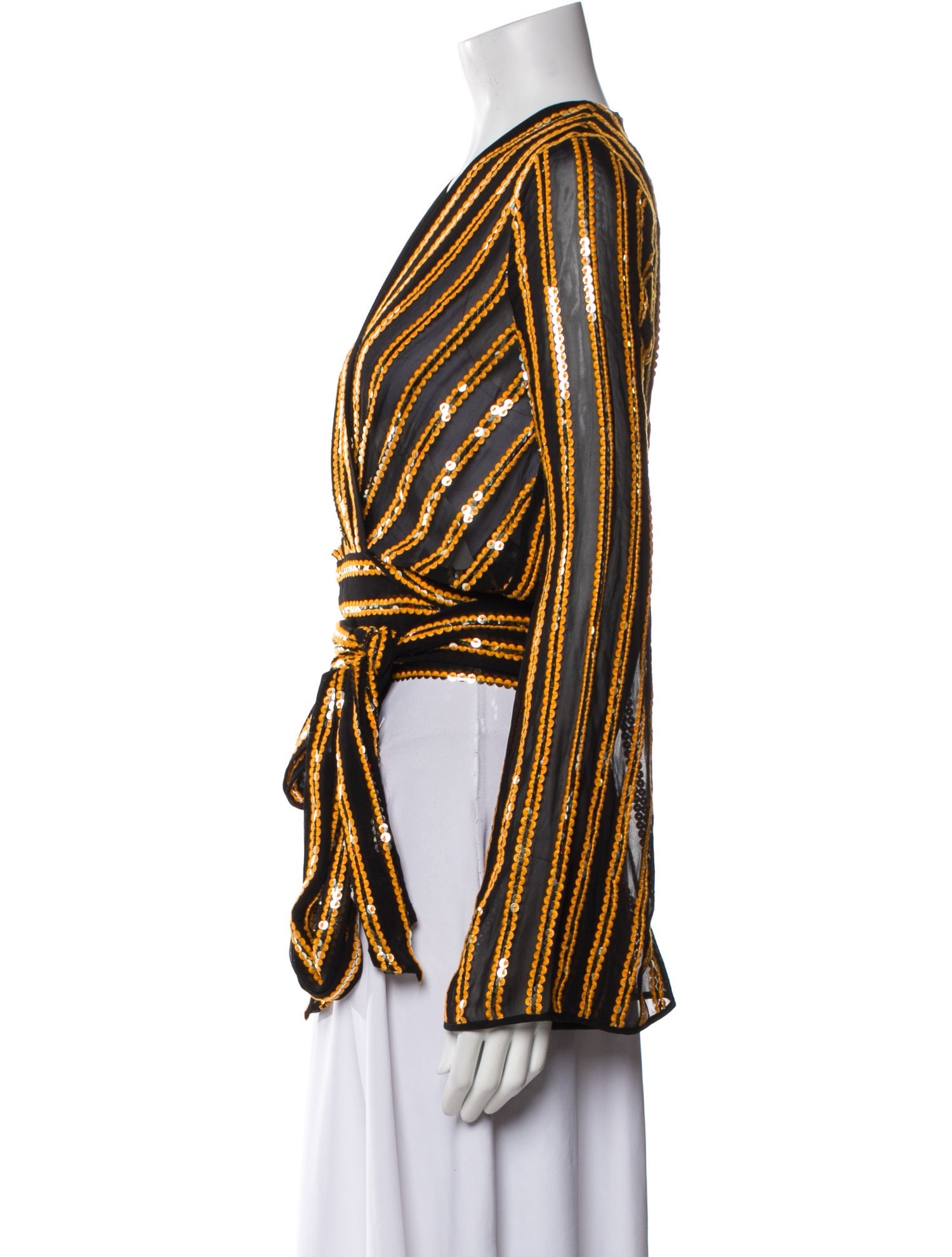 Galvan London Striped V-Neck Crop Top w/ Tags