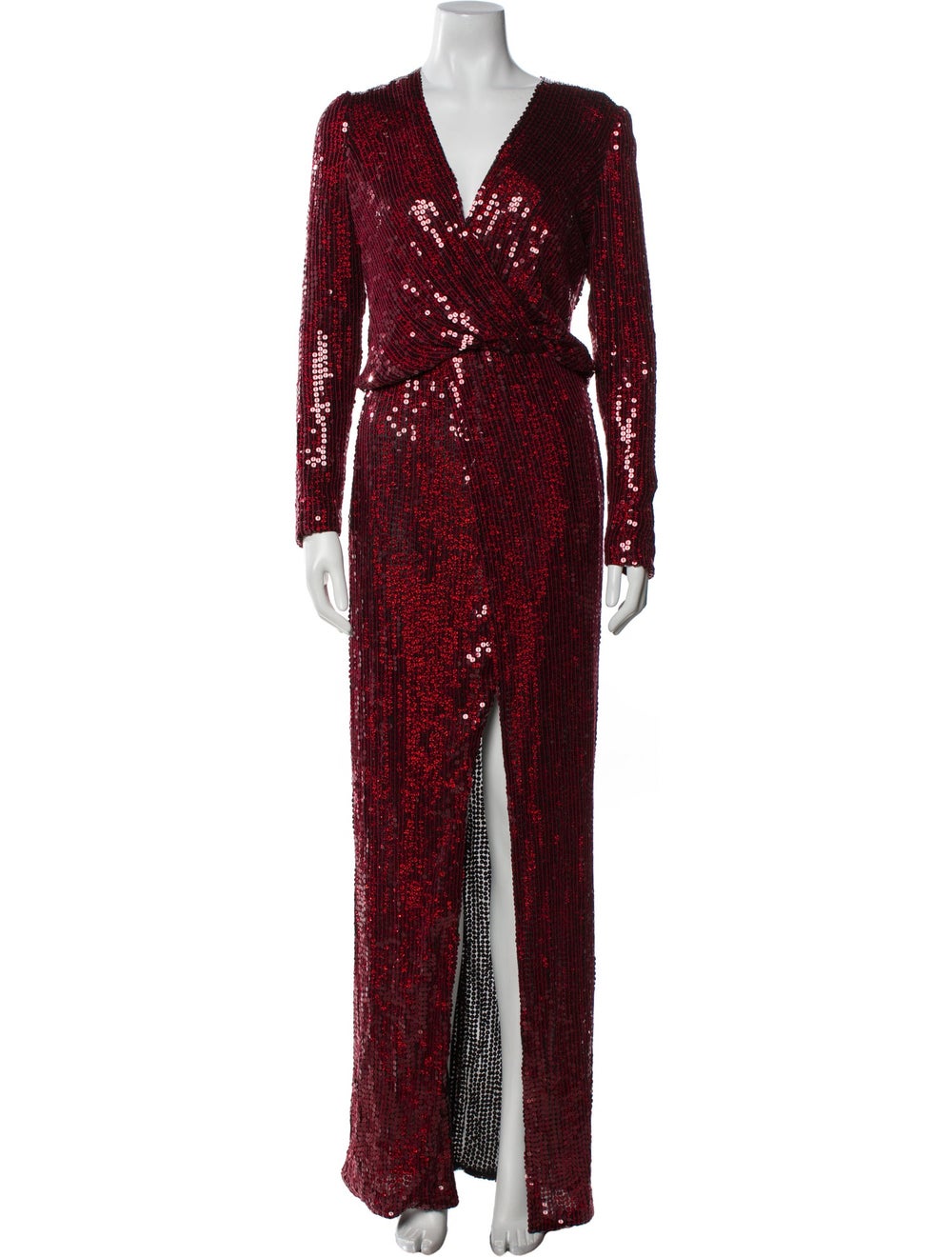 Galvan London Silk Evening Gown Red Printed Long … - image 1