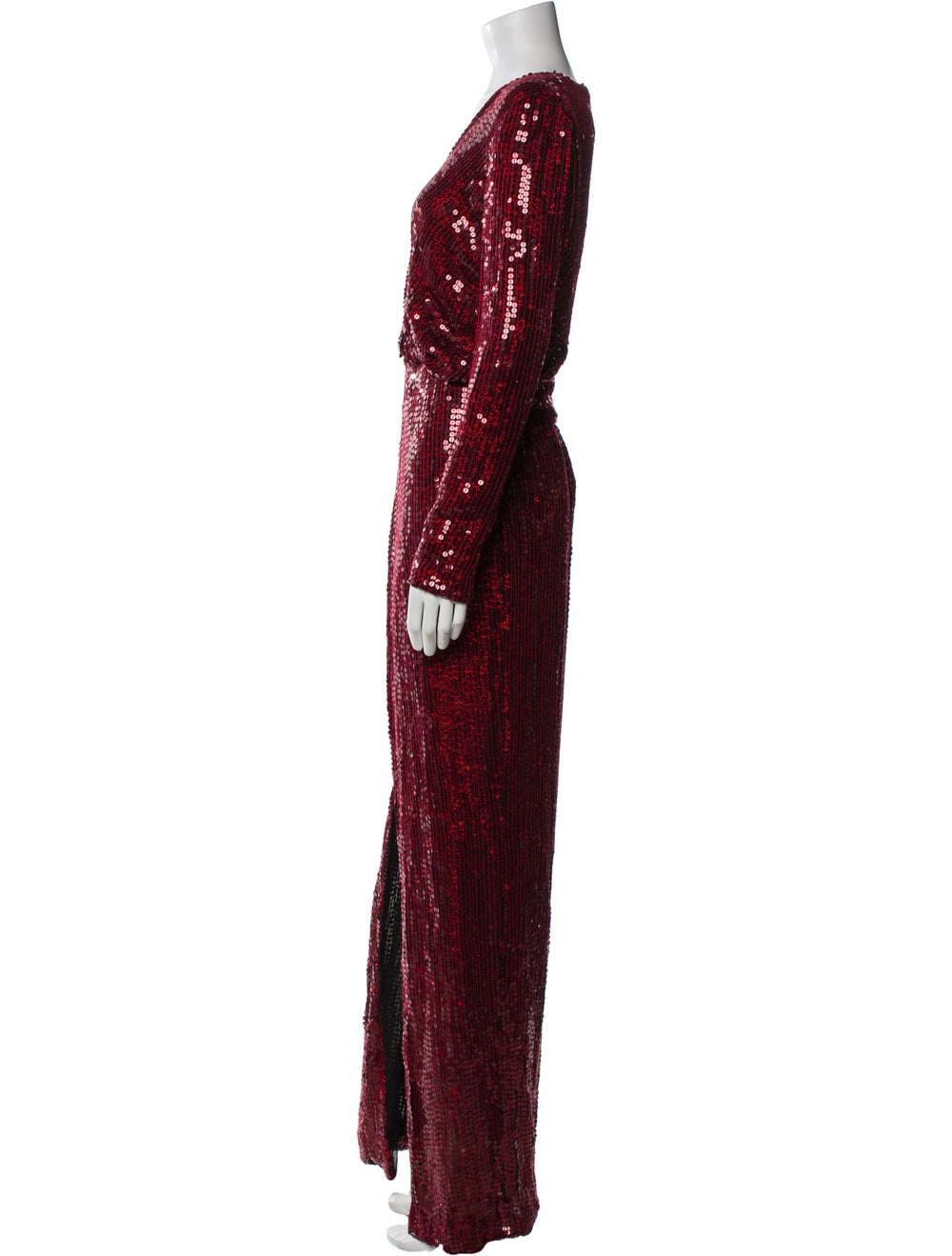 Galvan London Silk Evening Gown Red Printed Long … - image 2