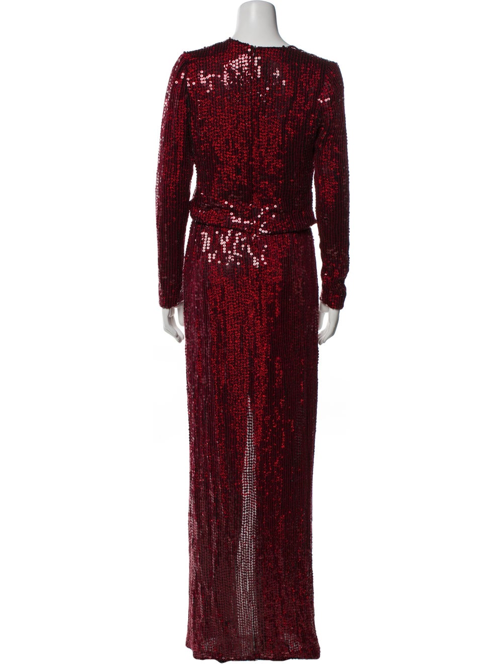 Galvan London Silk Evening Gown Red Printed Long … - image 3