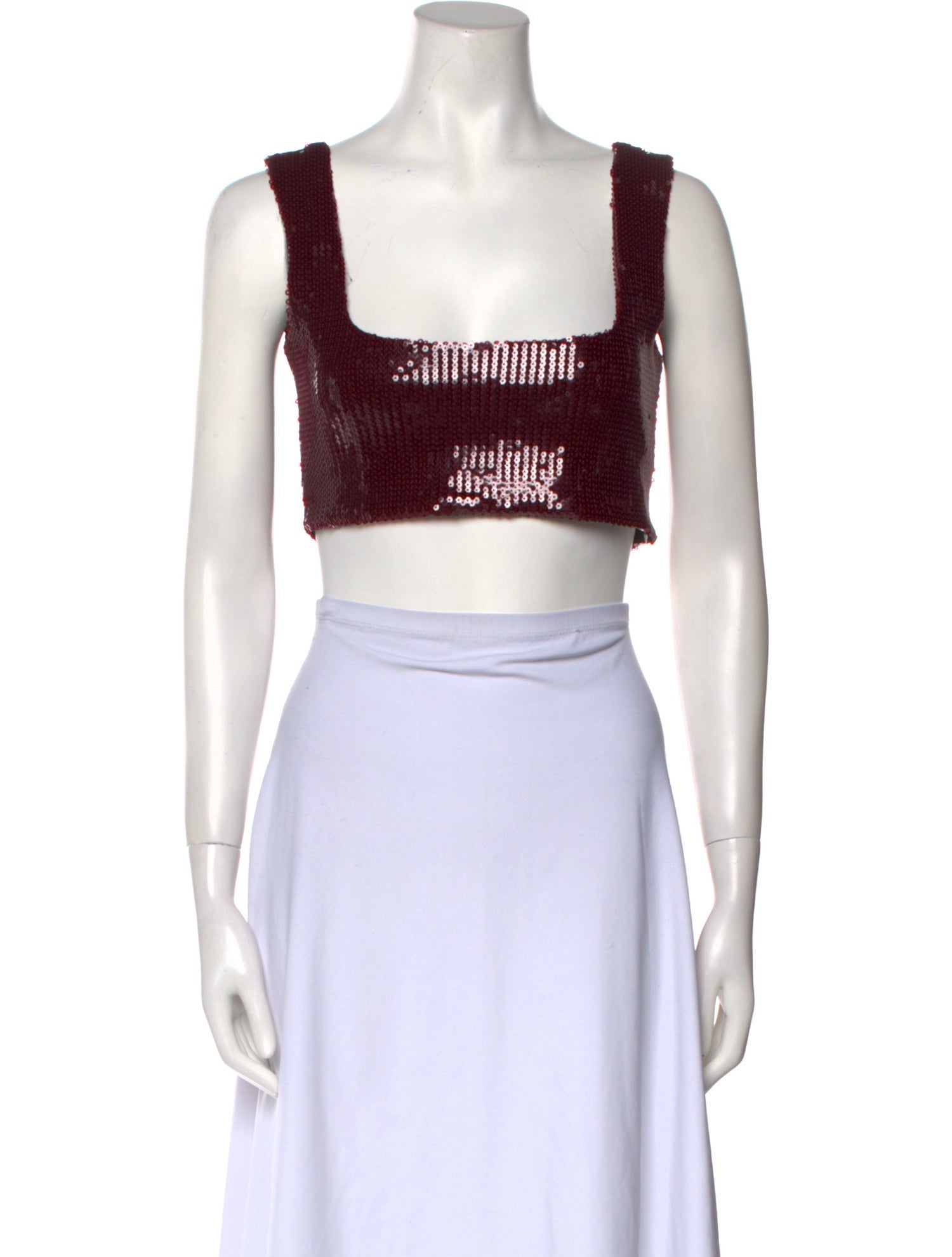 Galvan London Square Neckline Sleeveless Crop Top