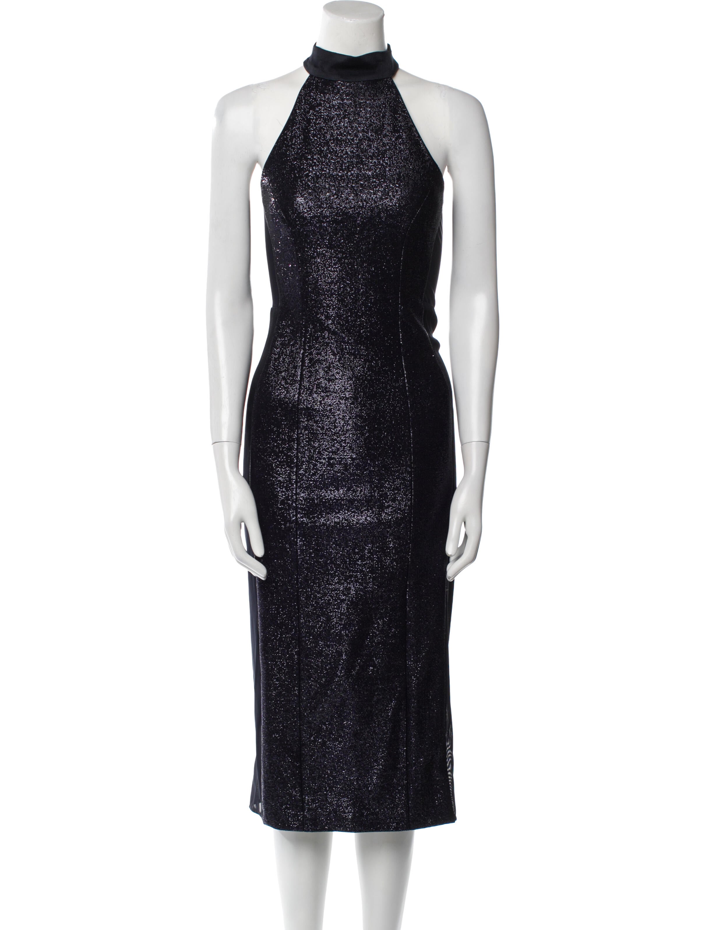 Galvan London Mock Neck Midi Length Dress