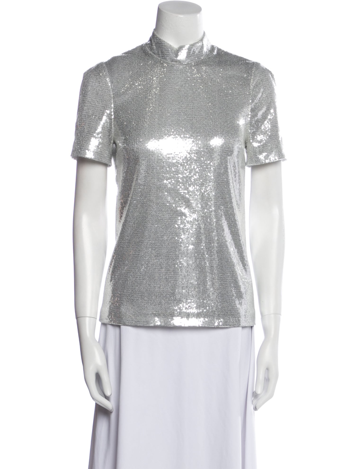 Galvan London Mock Neck Short Sleeve Top