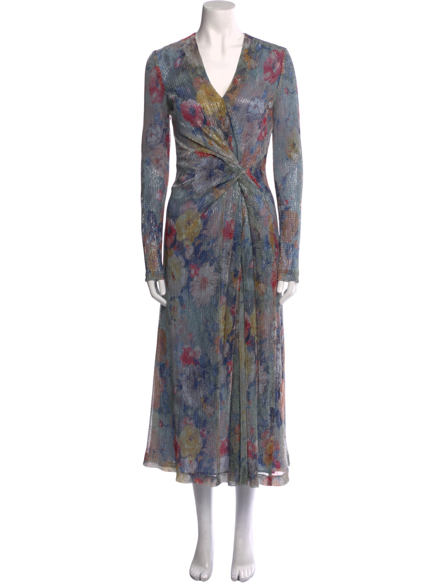 Galvan London Floral Print Midi Length Dress