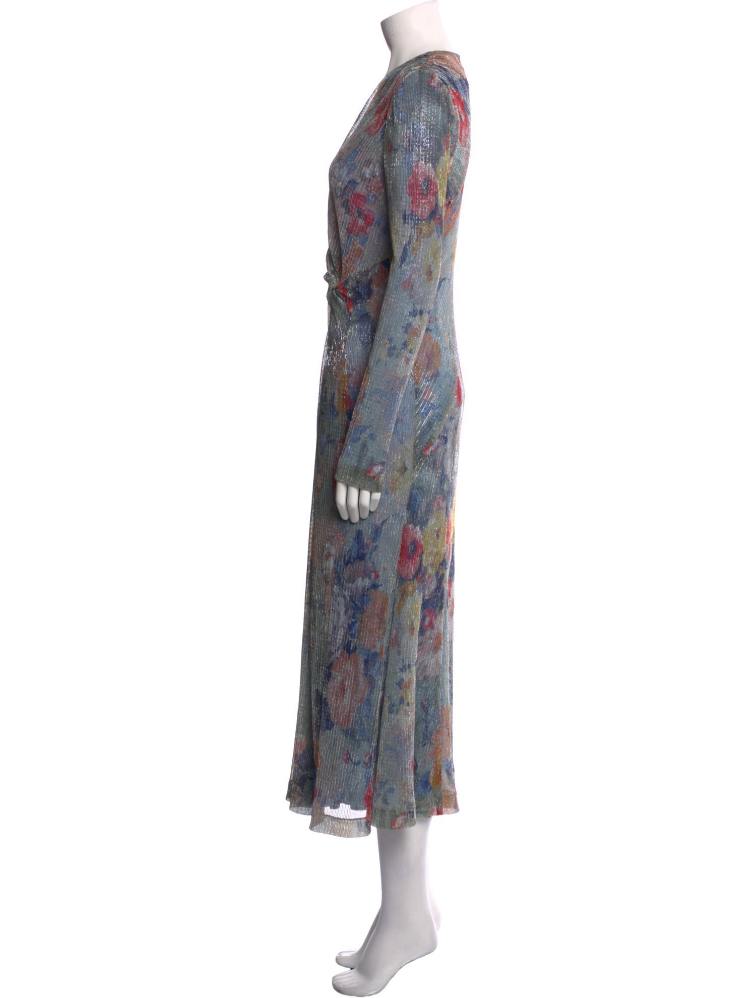Galvan London Floral Print Midi Length Dress
