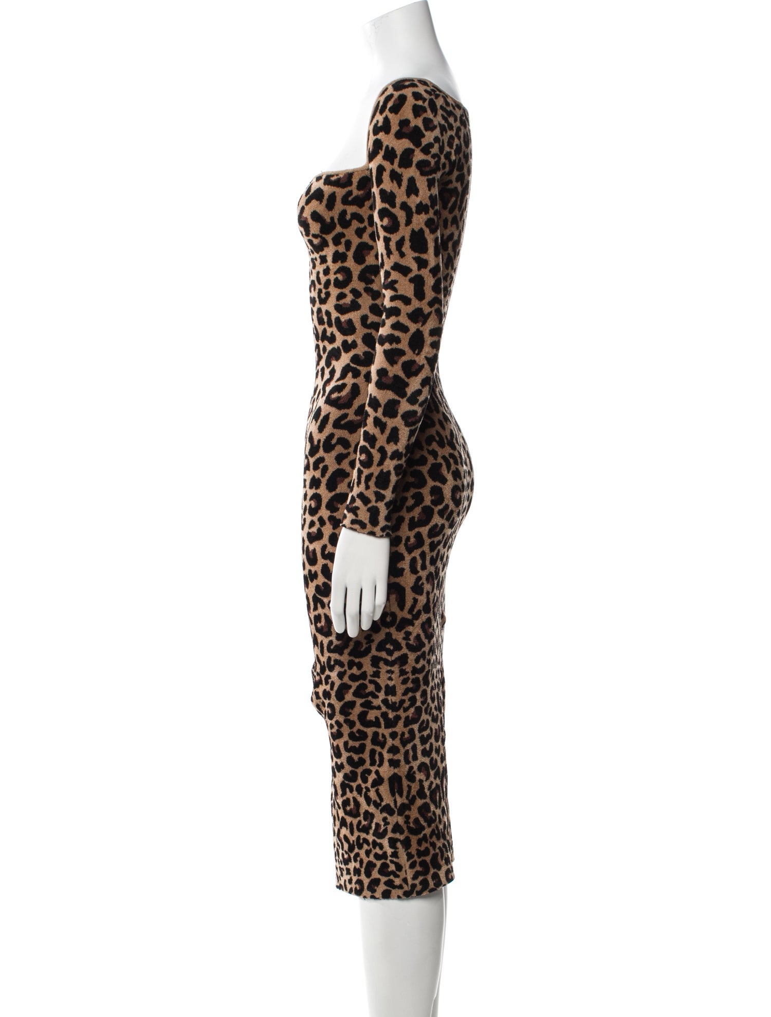 Galvan London Animal Print Midi Length Dress