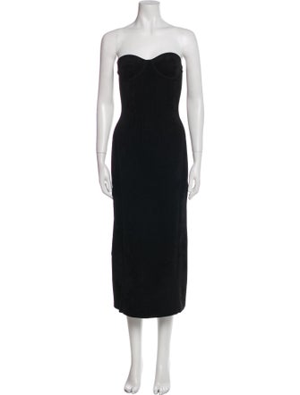 Galvan London Strapless Midi Length Dress