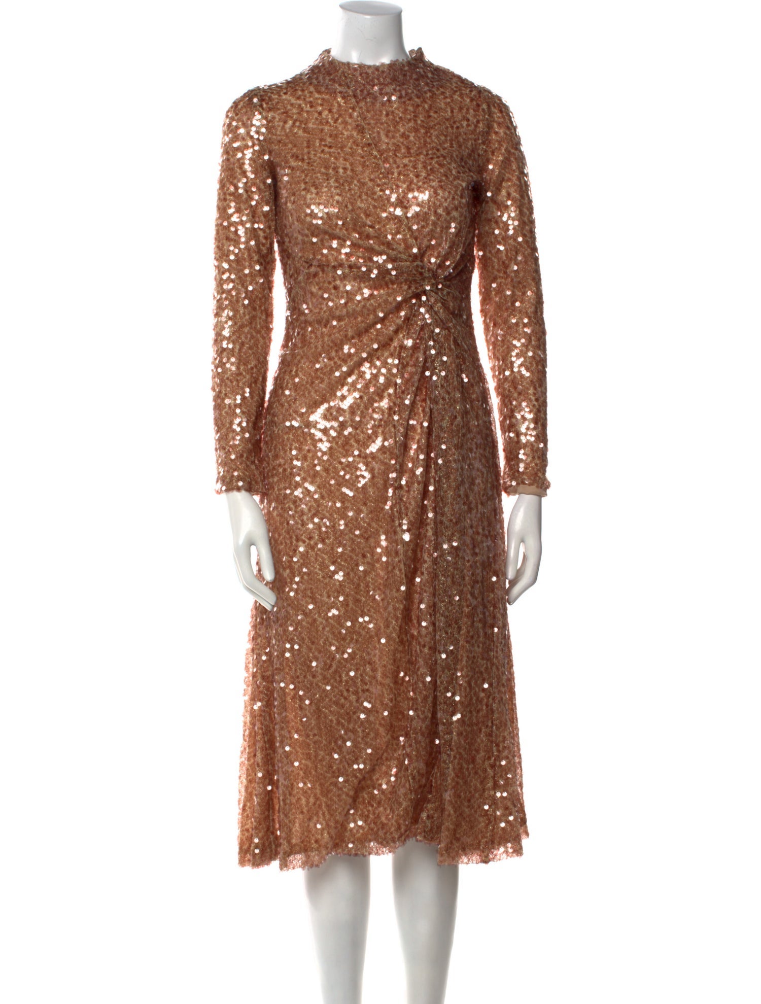 Galvan London Mock Neck Midi Length Dress