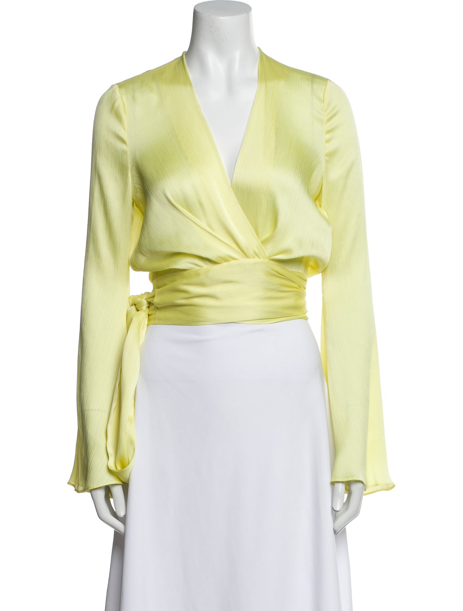 Galvan London V-Neck Long Sleeve Crop Top