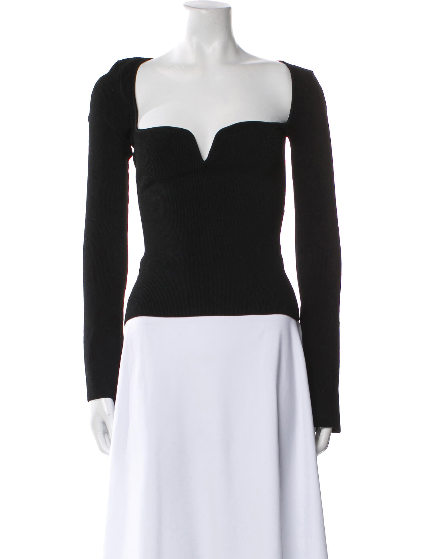 Galvan London Square Neckline Long Sleeve Crop Top