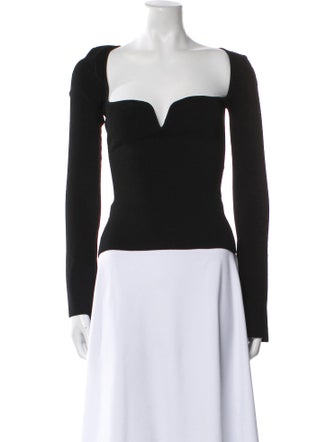 Galvan London Square Neckline Long Sleeve Crop Top