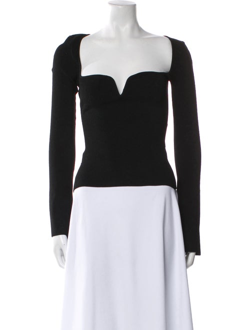 Galvan London Square Neckline Long Sleeve Crop Top