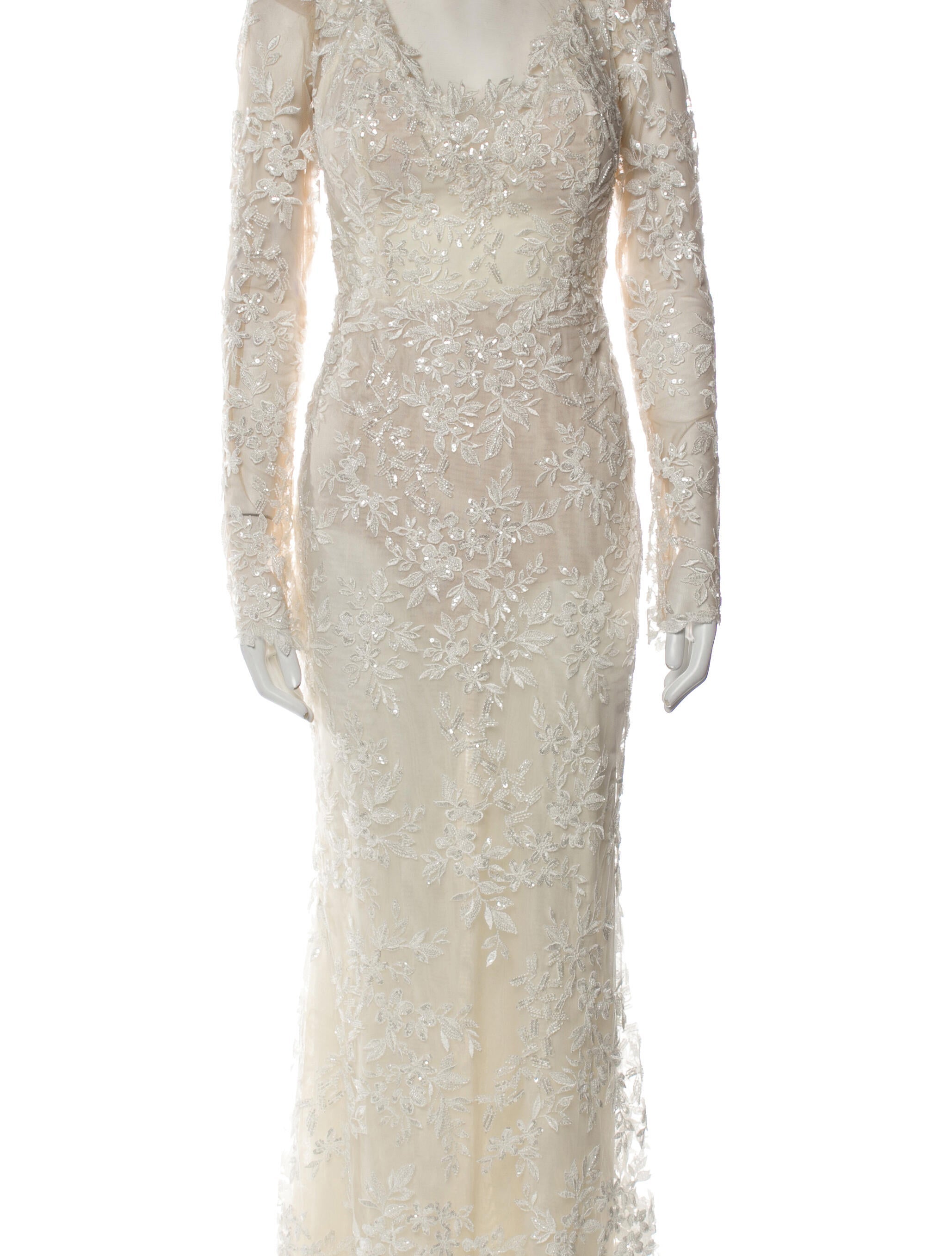 Galia Lahav Haute Couture Bateau Neckline Long Dress