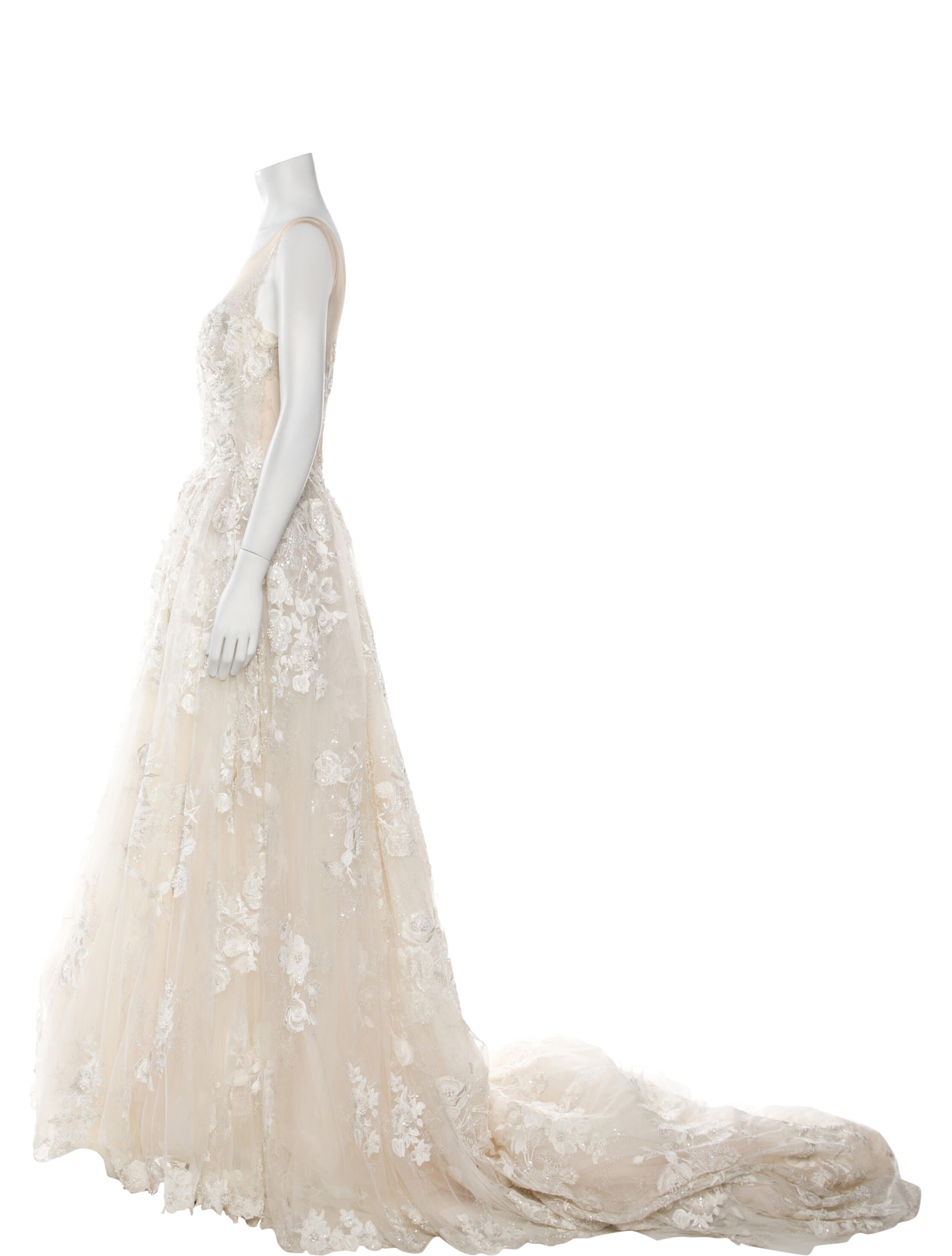 Galia Lahav Haute Couture Lace Pattern Long Dress