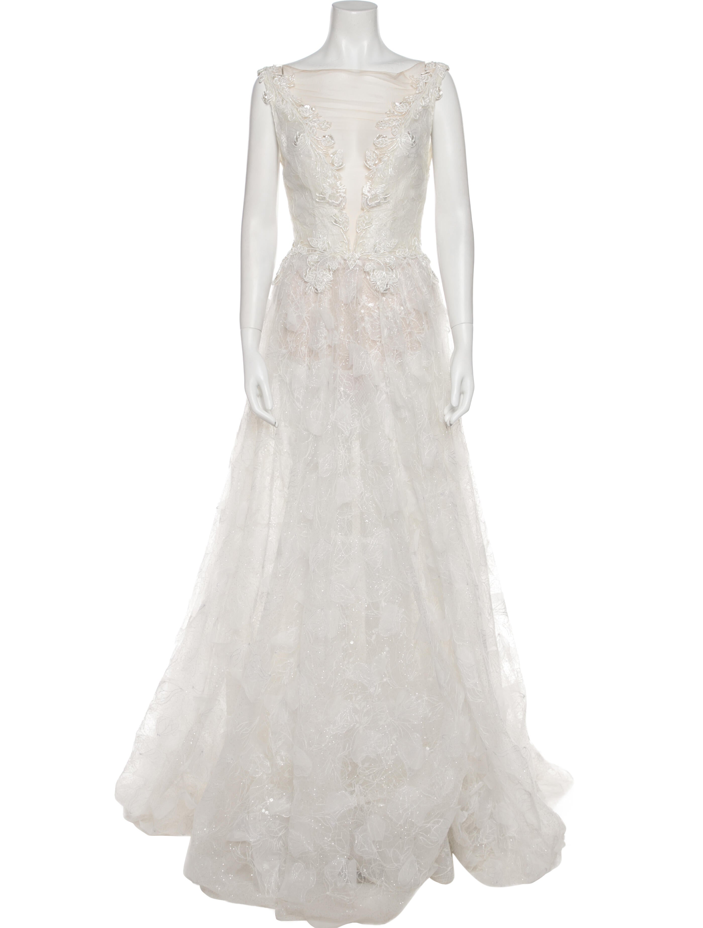 Galia Lahav Haute Couture Bateau Neckline Long Dress