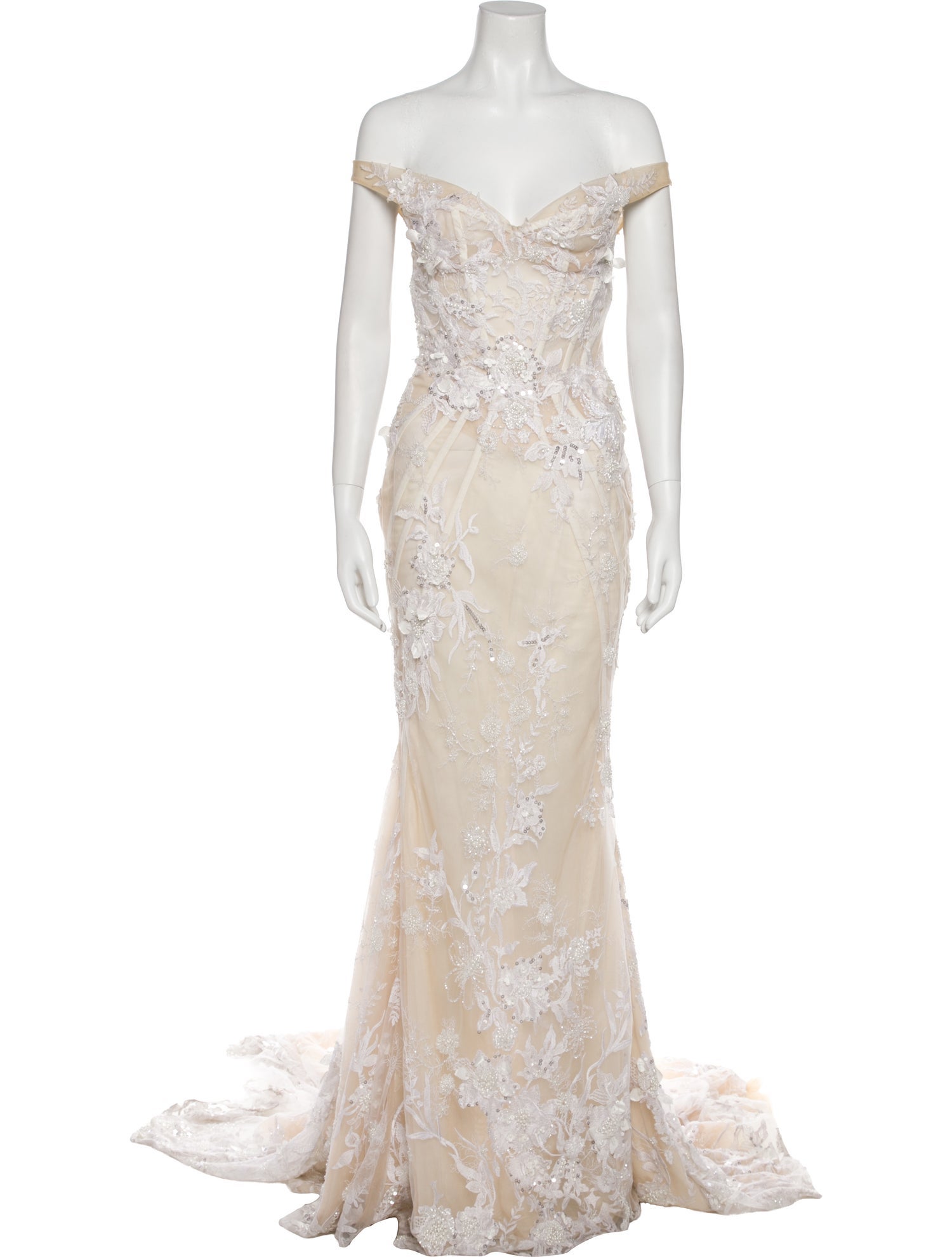 Galia Lahav Haute Couture Lace Pattern Long Dress