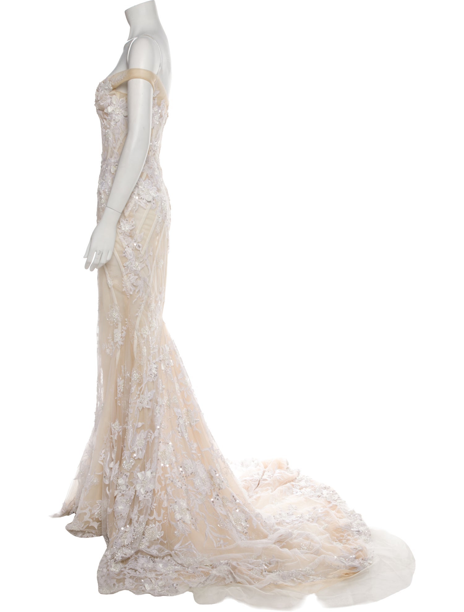 Galia Lahav Haute Couture Lace Pattern Long Dress