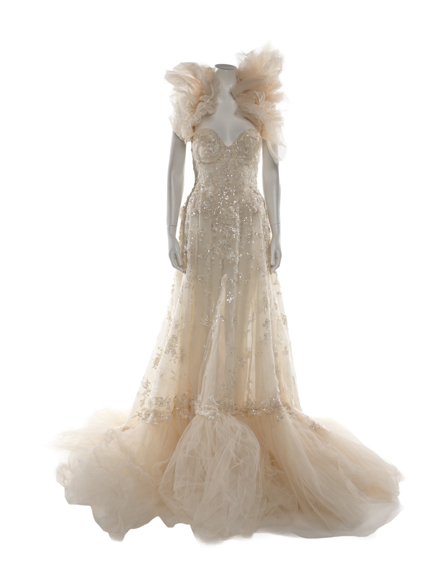 Galia Lahav Haute Couture Crew Neck Long Dress