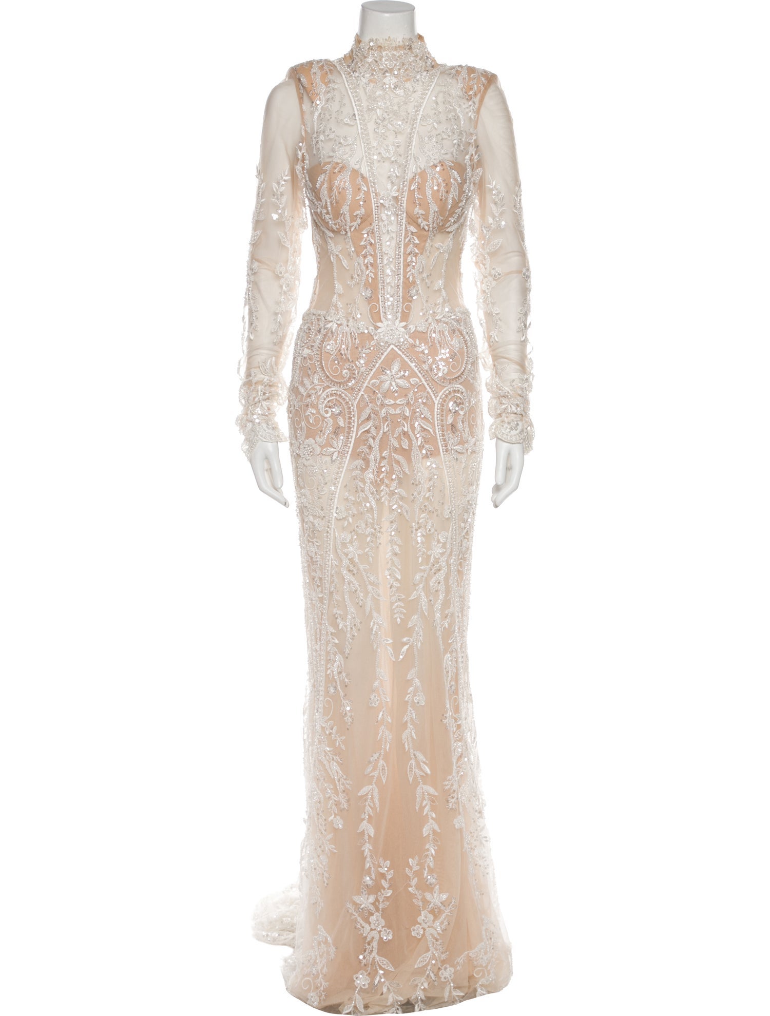 Galia Lahav Haute Couture Mock Neck Long Dress