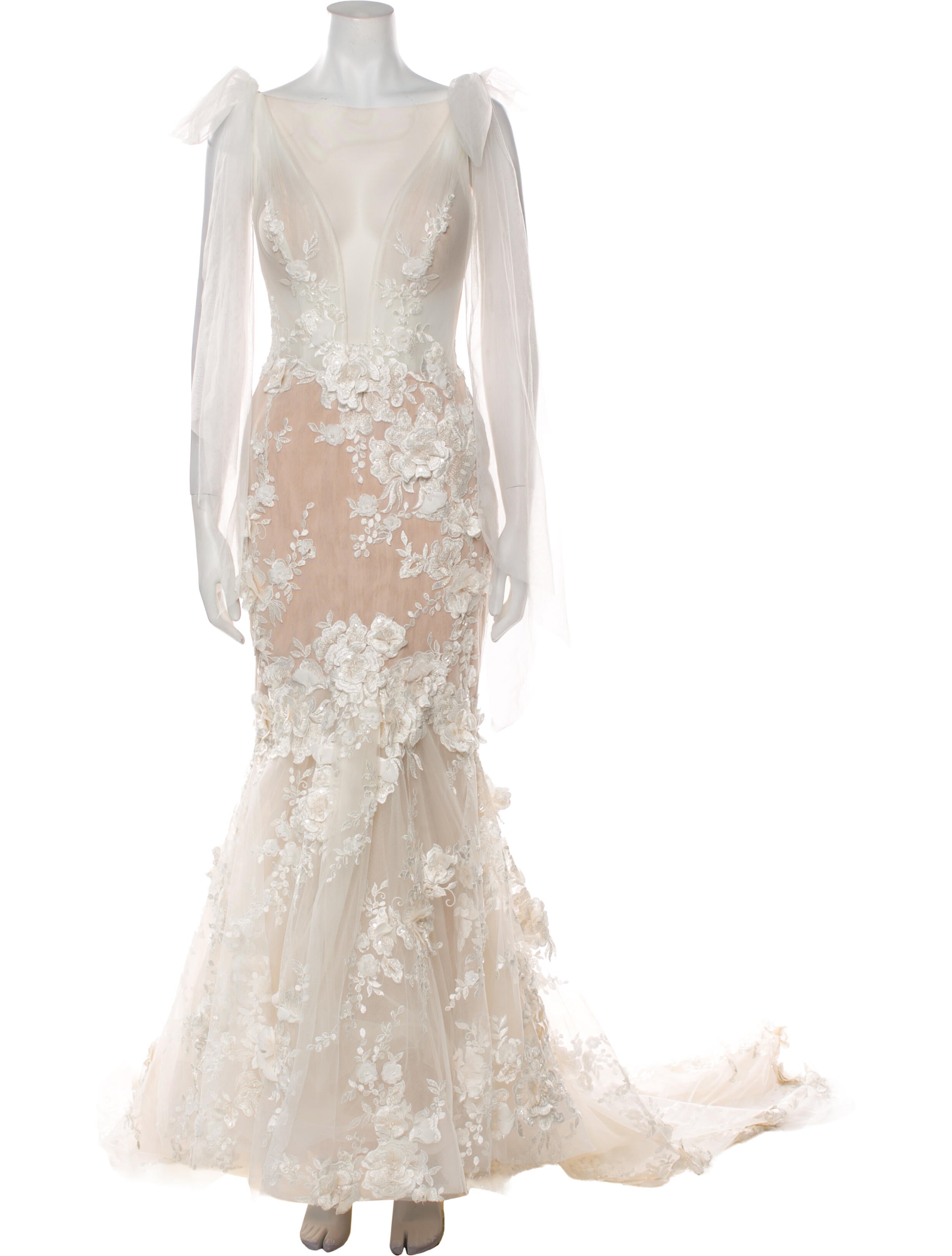 Galia Lahav Haute Couture Lace Pattern Long Dress