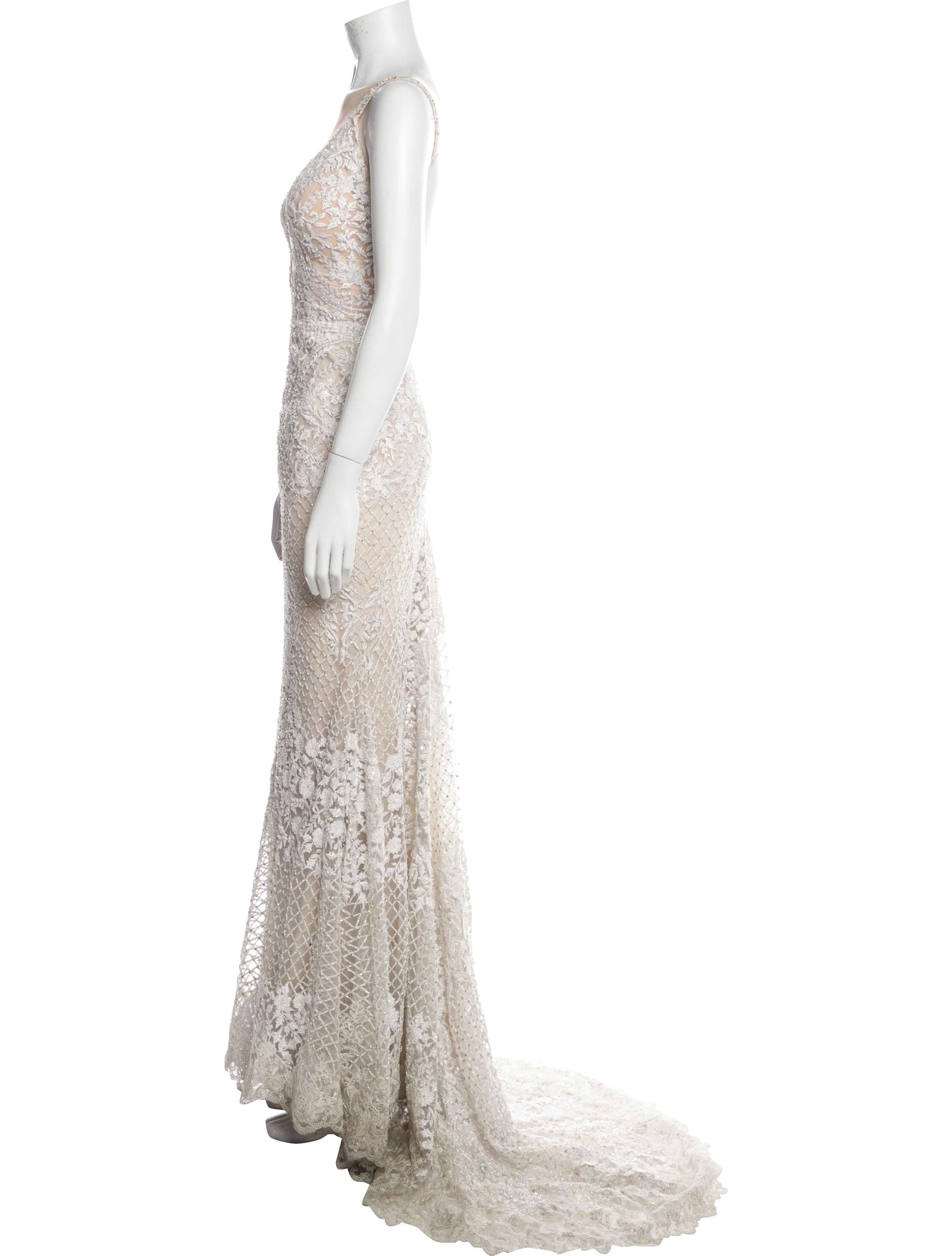 Galia Lahav Haute Couture Lace Pattern Long Dress