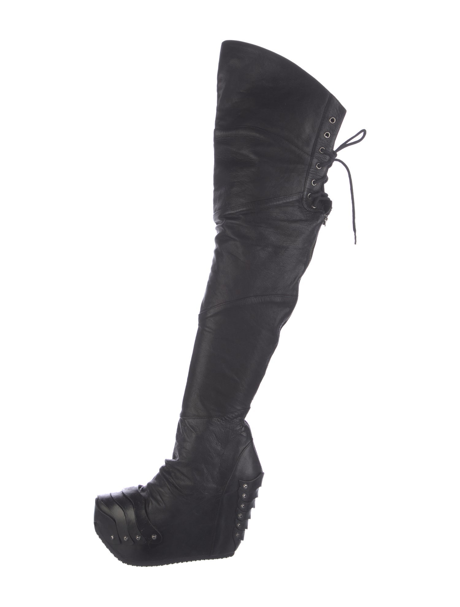 Gelareh Designs Leather Leather Trim Embellishment Lace-Up Boots