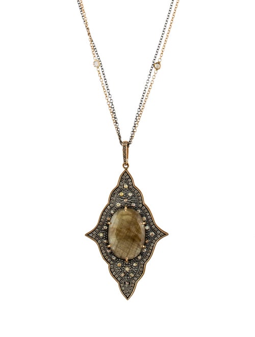 Moritz Glik Two-Tone Sapphire and Diamond Arabesque Pendant Necklace