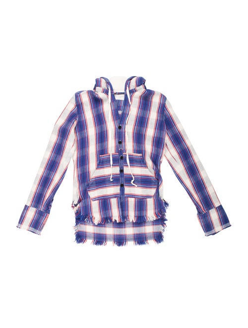 Greg Lauren Distressed Plaid Hoodie multicolor